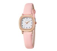 RORIOS Reloj Cuarzo Analógico Cuadrado Números árabes Relojes Clásico Simple Correa de Cuero Watch Impermeable para Mujer Rosa