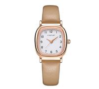 RORIOS Reloj Cuarzo Analógico Cuadrado Números árabes Relojes Clásico Simple Correa de Cuero Watch Impermeable para Mujer Amarillo