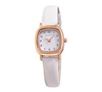 RORIOS Reloj Cuarzo Analógico Cuadrado Números árabes Relojes Clásico Simple Correa de Cuero Watch Impermeable para Mujer Blanco