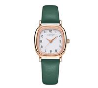 RORIOS Reloj Cuarzo Analógico Cuadrado Números árabes Relojes Clásico Simple Correa de Cuero Watch Impermeable para Mujer Verde