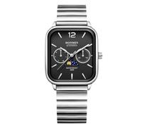 RORIOS Reloj Cuarzo Analógico para Hombre Relojes con Doble Calendario Calendario Clásico Moda Correa de Acero Inoxidable Impermeable Watches Negro