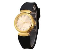 RORIOS Reloj Cuarzo Mujer con Esfera Acabada en Diamantes Pulsera de Silicona Relojes Casual Moda Impermeable para Uso Diario & Regalo Dorado Negro