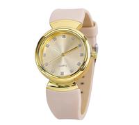 RORIOS Reloj Cuarzo Mujer con Esfera Acabada en Diamantes Pulsera de Silicona Relojes Casual Moda Impermeable para Uso Diario & Regalo Beige