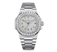 RORIOS Reloj Cuarzo para Hombre Visualización Día-Fecha Pulsera de Acero Inoxidable Tono Oro Rosa-Plata Relojes Negocios/Casual/Actividades al Aire Libre Watch Plata Blanca