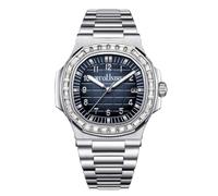 RORIOS Reloj Cuarzo para Hombre Visualización Día-Fecha Pulsera de Acero Inoxidable Tono Oro Rosa-Plata Relojes Negocios/Casual/Actividades al Aire Libre Watch Plata Azul