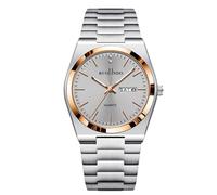 RORIOS Reloj Cuarzo para Hombre Visualización Día-Fecha Pulsera de Acero Inoxidable Tono Oro Rosa-Plata Relojes Negocios/Casual/Actividades al Aire Libre Watch Oro Rosa Gris
