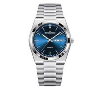 RORIOS Reloj Cuarzo para Hombre Visualización Día-Fecha Pulsera de Acero Inoxidable Tono Oro Rosa-Plata Relojes Negocios/Casual/Actividades al Aire Libre Watch Plata Pura Azul