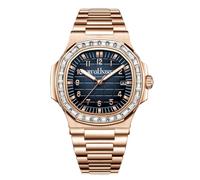 RORIOS Reloj Cuarzo para Hombre Visualización Día-Fecha Pulsera de Acero Inoxidable Tono Oro Rosa-Plata Relojes Negocios/Casual/Actividades al Aire Libre Watch Rosa Azul