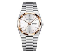 RORIOS Reloj Cuarzo para Hombre Visualización Día-Fecha Pulsera de Acero Inoxidable Tono Oro Rosa-Plata Relojes Negocios/Casual/Actividades al Aire Libre Watch Oro Rosa Blanco