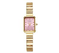 RORIOS Reloj Cuarzo para Mujer Pulsera Acero Inoxidable Dorada Relojes Vestir con Esfera Rectangular Moda Rosa