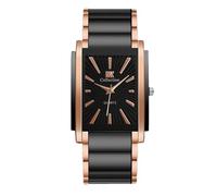 RORIOS Reloj Cuarzo Rectangular para Hombre Relojes Pulsera de Acero Inoxidable Moda Watches Vestir con Esfera Multicolor Negocios Oro Rosa Negro