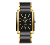 RORIOS Reloj Cuarzo Rectangular para Hombre Relojes Pulsera de Acero Inoxidable Moda Watches Vestir con Esfera Multicolor Negocios Oro Negro