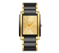 RORIOS Reloj Cuarzo Rectangular para Hombre Relojes Pulsera de Acero Inoxidable Moda Watches Vestir con Esfera Multicolor Negocios Oro