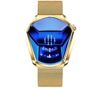 RORIOS - Reloj de Cuarzo analógico para Hombre, diseño Creativo, Relojes de Pulsera para Hombre, Malla de Acero Inoxidable, Deportivo, Reloj para Hombre, Oro Azul B, Pulsera