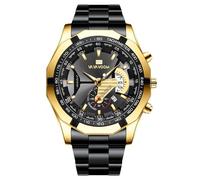 RORIOS Reloj de Cuarzo con Pantalla Fecha Luminoso Puntero Impermeable Relojes Deportivo Adecuado para Hombres Wristwatch Negro Oro
