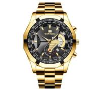 RORIOS Reloj de Cuarzo con Pantalla Fecha Luminoso Puntero Impermeable Relojes Deportivo Adecuado para Hombres Wristwatch Dorado
