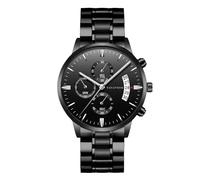 RORIOS Reloj de Cuarzo Cronógrafo Negocios Moderno Pulsera Impermeable Relojes Analógicos Acero Inoxidable con Fecha para Hombre Wristwatch Plateado Negro