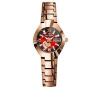 RORIOS Reloj de Cuarzo Mujeres con Brazalete Acero Inoxidable Diamante Diamond Watch Femenino Redondo Análogo para Mujer Chicas Visualización números Romanos Wristwatch Rojo