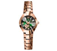 RORIOS Reloj de Cuarzo Mujeres con Brazalete Acero Inoxidable Diamante Diamond Watch Femenino Redondo Análogo para Mujer Chicas Visualización números Romanos Wristwatch Verde