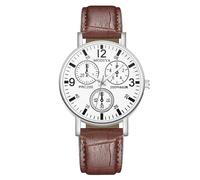 RORIOS Reloj de Cuarzo para Hombre con Tres Sub-dials Relojes Pulsera Piel Casual Watches Analógico de Moda Uso Diario Blanco y marrón