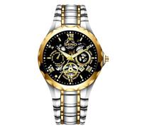 RORIOS Reloj de Cuarzo para Negocios con Esfera Grande Relojes Resistente al Agua Manecillas Luminosas Calendario Wristwatch Hombre Negro B