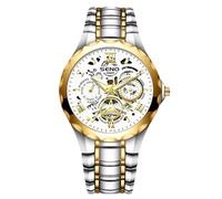 RORIOS Reloj de Cuarzo para Negocios con Esfera Grande Relojes Resistente al Agua Manecillas Luminosas Calendario Wristwatch Hombre Blanco B