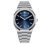 RORIOS Reloj de Hombre de Cuarzo Reloj con Correa de Acero Inoxidable Calendario Deportivo Relojes de Pulsera de Negocios Reloj de Hombre, Azul Plata, Pulsera