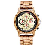RORIOS Reloj de Madera Hombre Analógico Cuarzo Reloj Natural de Madera del Reloj Cronometro Fecha Pantalla Moda Hombres Relojes de Pulsera