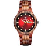 RORIOS Reloj de Madera Natural para Hombre Luminoso con Fecha - Analógico Cuarzo Hecho a Mano