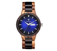 RORIOS Reloj de Madera para Hombre Luminoso Analógico Cuarzo con Fecha Natural Hecho a Mano