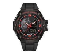 RORIOS Reloj de Pulsera Digital para Hombre Reloj Militares Analógico Cuarzo Reloj Multifuncional Electrónico Relojes Doble Pantalla Impermeable Rojo