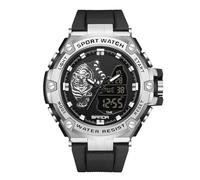 RORIOS Reloj de Pulsera Digital para Hombre Reloj Militares Analógico Cuarzo Reloj Multifuncional Electrónico Relojes Doble Pantalla Impermeable Plata