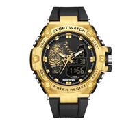 RORIOS Reloj de Pulsera Digital para Hombre Reloj Militares Analógico Cuarzo Reloj Multifuncional Electrónico Relojes Doble Pantalla Impermeable Oro