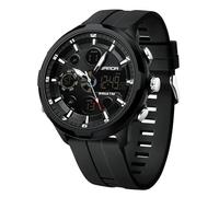 RORIOS Reloj de Pulsera Doble Pantalla para Hombre Reloj Digitales Deportivos Reloj Moda Multifuncional Relojes Electrónico Cuarzo Correa de Silicona Negro