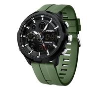 RORIOS Reloj de Pulsera Doble Pantalla para Hombre Reloj Digitales Deportivos Reloj Moda Multifuncional Relojes Electrónico Cuarzo Correa de Silicona Verde