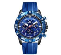 RORIOS Reloj de Pulsera Elegante para Hombre Relojes Casual Deportivos Reloj Cuarzo Analógico Multifuncional Reloj Cronógrafo Luminoso Correa de Silicona Azul