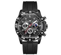 RORIOS Reloj de Pulsera Elegante para Hombre Relojes Casual Deportivos Reloj Cuarzo Analógico Multifuncional Reloj Cronógrafo Luminoso Correa de Silicona Negro B