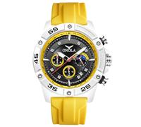 RORIOS Reloj de Pulsera Elegante para Hombre Relojes Casual Deportivos Reloj Cuarzo Analógico Multifuncional Reloj Cronógrafo Luminoso Correa de Silicona Amarillo