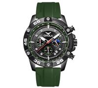 RORIOS Reloj de Pulsera Elegante para Hombre Relojes Casual Deportivos Reloj Cuarzo Analógico Multifuncional Reloj Cronógrafo Luminoso Correa de Silicona Verde