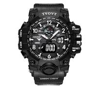 RORIOS Reloj de Pulsera Militares para Hombre Reloj Moda Deportivo Relojes Multifuncional Electrónico Reloj Digital Cuarzo Reloj Silicona Impermeable Negro