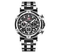 RORIOS Reloj de Pulsera Moda para Hombre Relojes Negocios Acero Inoxidable Reloj Multifuncional Analógico Cuarzo Reloj Luminoso Calendario Negro B
