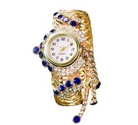 RORIOS Reloj de Pulsera Mujer Oro con Decoración Piedras Relojes Elegante Cuarzo Analógico Watches Moda para Ella Azul