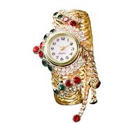 RORIOS Reloj de Pulsera Mujer Oro con Decoración Piedras Relojes Elegante Cuarzo Analógico Watches Moda para Ella Rojo Verde