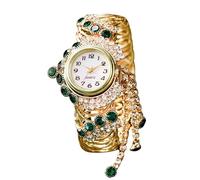 RORIOS Reloj de Pulsera Mujer Oro con Decoración Piedras Relojes Elegante Cuarzo Analógico Watches Moda para Ella Verde