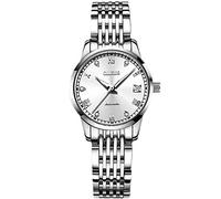 RORIOS - Reloj de Pulsera para Mujer, automático, con números Romanos Luminosos, Reloj de Pulsera de Acero Inoxidable, Resistente al Agua, Reloj de Plata B, Pulsera, Plata B, Pulsera