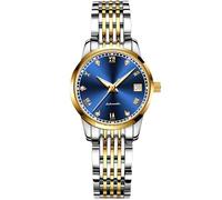 RORIOS - Reloj de Pulsera para Mujer, automático, diseño de números Romanos y Reloj de Pulsera de Acero Inoxidable, Resistente al Agua, mecánico, Azul, Pulsera