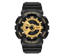 RORIOS Reloj de Pulsera Pareja Electrónico Reloj Multifuncional Militares Relojes Hombres Mujeres Reloj Digital Cuarzo Correa Resina para Niñas Niños Oro Negro A
