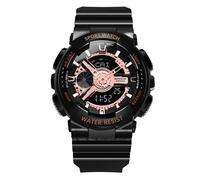 RORIOS Reloj de Pulsera Pareja Electrónico Reloj Multifuncional Militares Relojes Hombres Mujeres Reloj Digital Cuarzo Correa Resina para Niñas Niños Negro Oro Rosa B