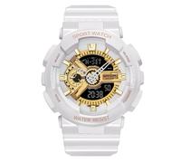 RORIOS Reloj de Pulsera Pareja Electrónico Reloj Multifuncional Militares Relojes Hombres Mujeres Reloj Digital Cuarzo Correa Resina para Niñas Niños Oro Blanco A