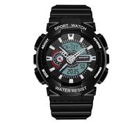 RORIOS Reloj de Pulsera Pareja Electrónico Reloj Multifuncional Militares Relojes Hombres Mujeres Reloj Digital Cuarzo Correa Resina para Niñas Niños Negro A